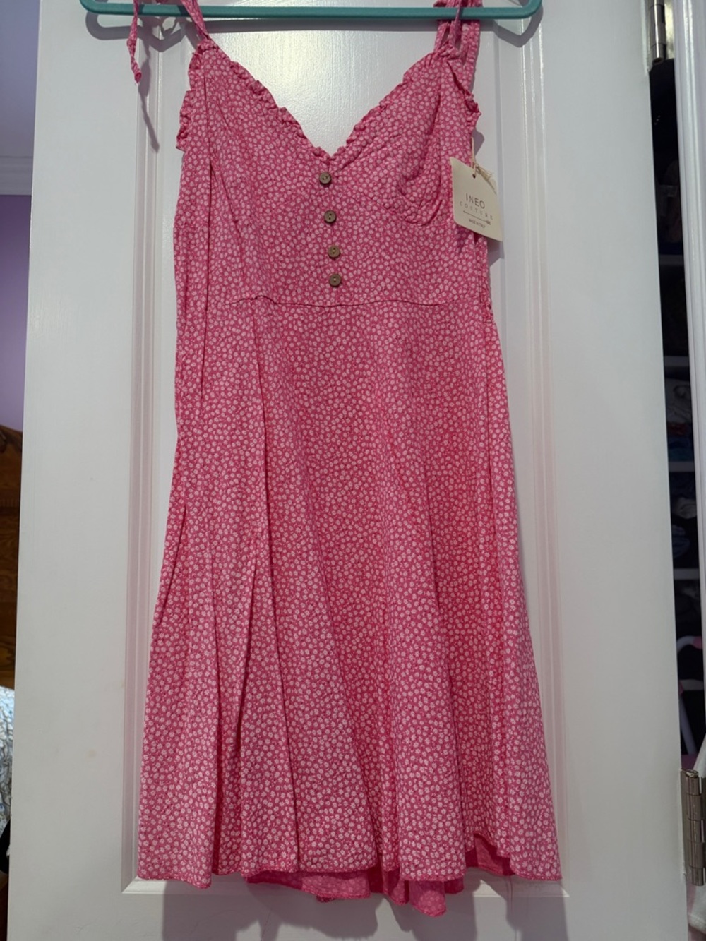 Pink Floral Tie-Strap Sundress